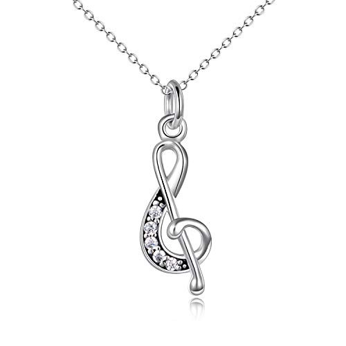 YFN 925 Sterling Silver Treble Clef G Musical Music Note Jewelry Pendant Necklace 18 -Treble Clef G-