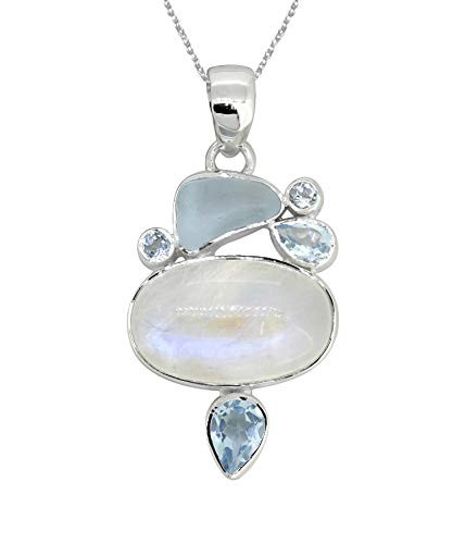 YoTreasure Solid 925 Sterling Silver Moonstone Chain Pendant 1-65