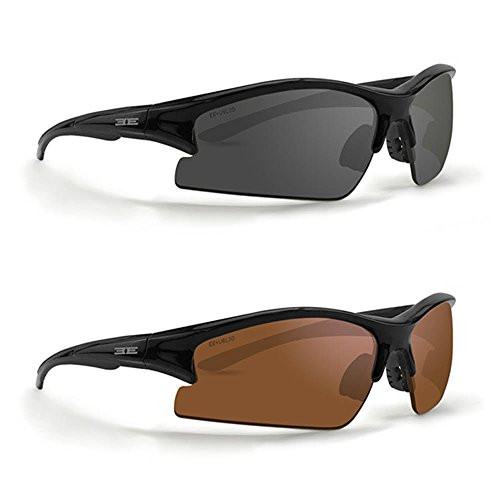 2 Epoch Golf Sport Sunglasses Black with Smoke Lens and Black with Amber Lens