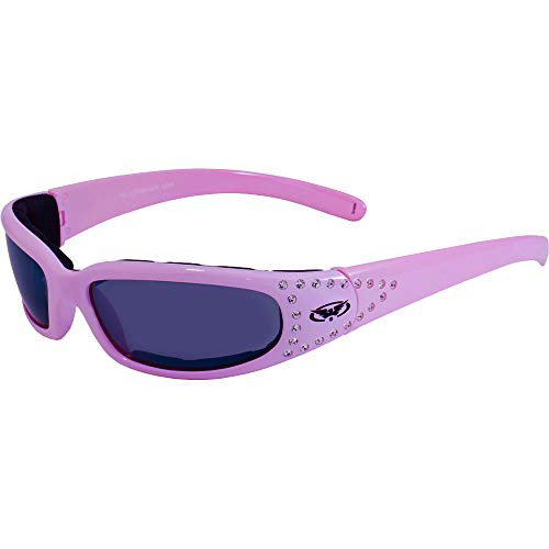 Global Vision Marilyn 3 Padded Motorcycle Sunglasses Pastel Pink Crystal Rhinestone Decorated Frames with Flash Mirror Lenses Global Vision Marilyn 3 Padded Motorcycle Sunglasses Pastel Pink Crystal Rhinestone Decorated Frames with Flash Mirror Lenses