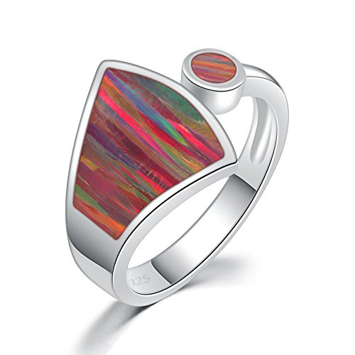 CiNily Silver Plated Orange Fire Opal Women Jewelry Gemstone Ring Size 6-10 -9-