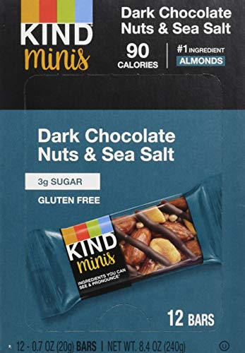 KIND Bar Minis  Dark Chocolate Nuts and Sea Salt  Gluten Free  100 Calories  Low Sugar  72 Count
