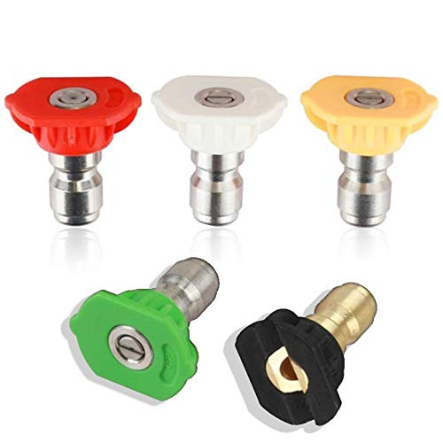 Toolcy Pressure Washer Tips Spray Nozzles Multiple Degrees 5 Pack 1-4 Quick Connection Design Up to 4 000 PSI -3-0 GPM-