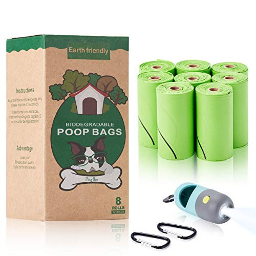 MAKITESY 120 Compostable Dog Poop Bags with LED Flashlight Dispenser  100 Biodegradable Poop Bags for Dogs  Eco-Friendly Thick Leak-Proof Cat Litter