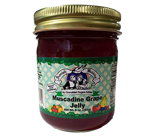 Amish Made Muscadine Grape Jelly - No Sugars Added - 9 oz - 2 Jars Amish Made Muscadine Grape Jelly - No Sugars Added - 9 oz - 2 Jars