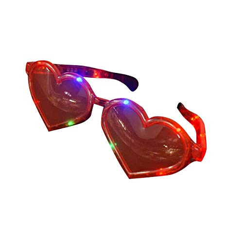 Mammoth Sales Huge Jumbo Heart Light Up LED Glasses - Shades - Red