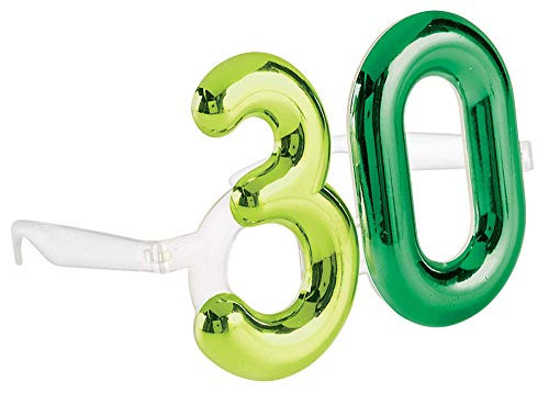 Amscan 250954 30th Metallic Green Adult Glasses  1ct