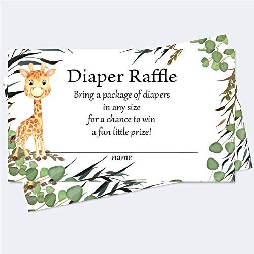 Set of 50 Safari Theme Diaper Raffle Cards  Diaper Raffle Cards for Baby Shower  Diaper Raffle Tickets for Jungle Theme Baby Shower