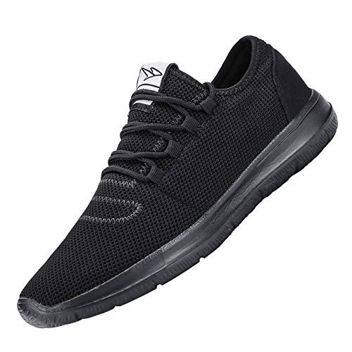 KEEZMZ Mens Running Shoes Fashion Breathable Sneakers Mesh Soft Sole Casual Athletic Lightweight All Black-45