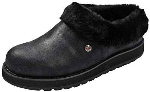 Skechers BOBS Womens Keepsakes-R E M Faux Fur Lined Shootie with Memory Foam Slipper  Black-Black  9 M US