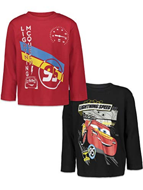 Disney Lightning McQueen Toddler Boys 2 Pack Long Sleeve T-Shirts Red-Black 4T Disney Lightning McQueen Toddler Boys 2 Pack Long Sleeve T-Shirts Red-Black 4T