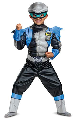 Silver Ranger Outfit for Toddlers  Beast Morphers Power Ranger Costume  Muscle Padded Character Jumpsuit  Toddler Size Large -4-6-