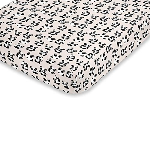 NoJo Super Soft Taupe  Black and White Playful Panda Fitted Crib Sheet  Taupe  Black  White