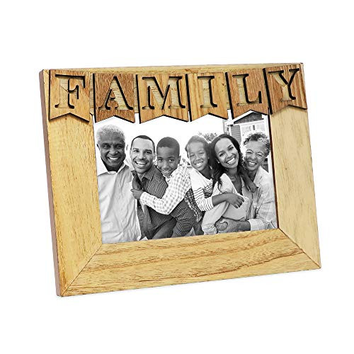 Isaac Jacobs Natural Wood Sentiments Family Picture Frame  4x6 inch  Photo Gift for Holiday  Display on Tabletop  Desk -Natural-