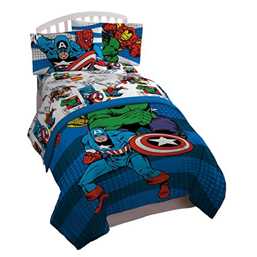 Jay Franco Marvel Comics 'Good Guys' Microfiber 3 Piece Twin Sheet Set, Blue