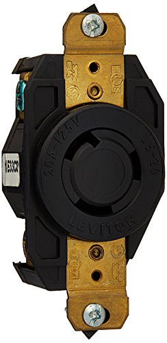 Leviton 2310-B 20-Amp, 125-Volt, Flush Mounting Locking Receptacle, Industrial Grade, Grounding, All Black, Black