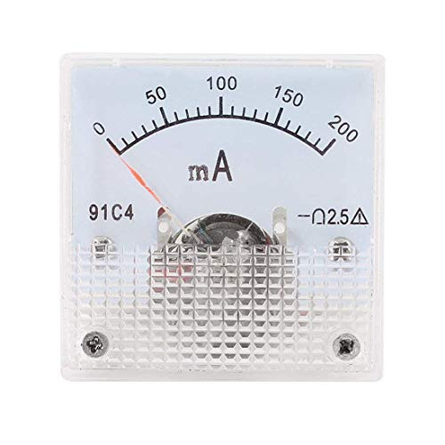 YXQ 0-200mA Analog Ammeter Current Panel 91C4 Amp Gauge Meter 2-5 Accuracy for Auto Circuit Measurement Tester -DC 200mA-