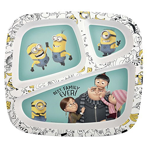 Zak Designs Minions 3-Section Kids Plate  Divided  Despicable Me