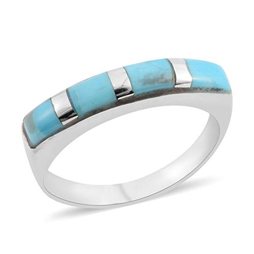 Shop LC Delivering Joy 925 Sterling Silver Fancy Kingsman Turquoise Statement Ring Jewelry Gift for Women Size 8