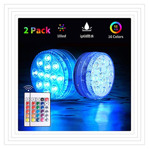 Submersible LED Lights with Remote RF164FT  Underwater Pool Lights Magnetic-Suction Cups-Extra Bright 13 LEDs -16 Color Changing Full Waterproof Pond