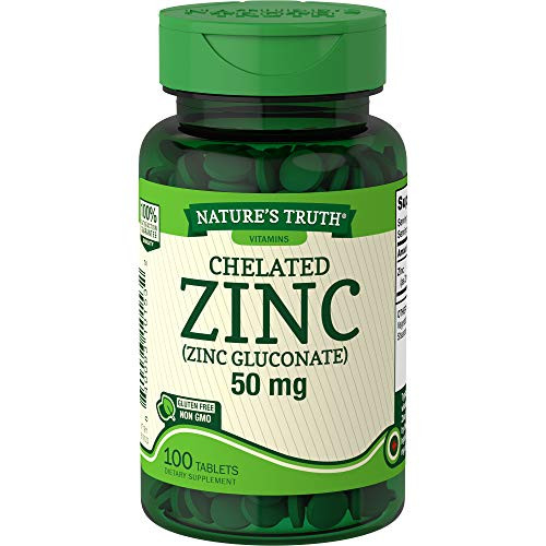 Natures Truth Zinc 50 mg Chelated Supplements 100 Count -Pack of 3- Natures Truth Zinc 50 mg Chelated Supplements 100 Count -Pack of 3-