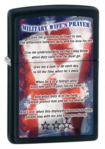 Zippo Matte Military Wives Prayer Lighter -Black  5 1-2 x 3 1-2-Cm-