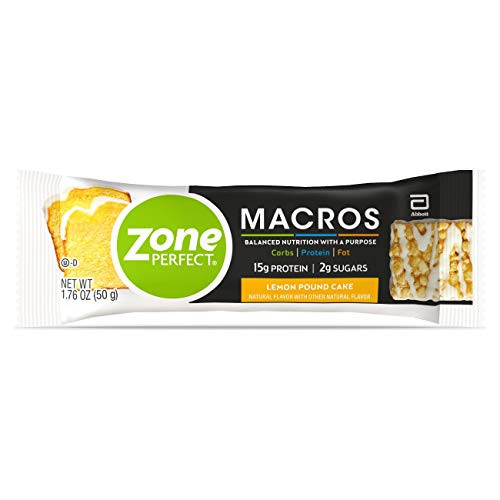 ZonePerfect Macros Protein Bars  with 15g Protein  2g Sugars  and 18 Vitamins and Minerals  Lemon Pound Cake  20 Count