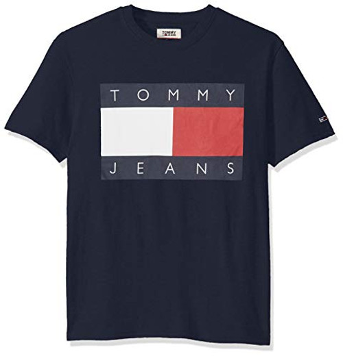 Tommy Hilfiger Tommy Jeans Mens Short Sleeve Graphic Logo T Shirt  Black Iris  MD