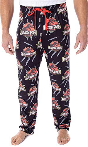 Bioworld Jurassic Park Mens Allover Pattern Sleep Lounge Pajama Pants -Large-