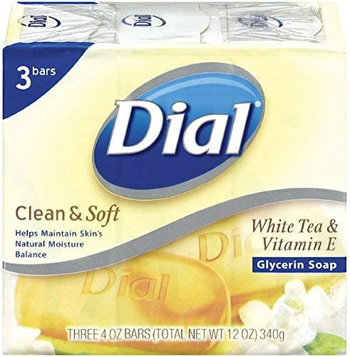 Dial Clean and Soft Glycerin Bar Soap  White Tea and Vitamin E  4 oz bars  3 ea -Pack of 4-
