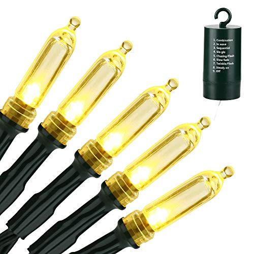 Lyhope Mini Christmas Lights, Battery Operated 100 LED Christmas String Lights 33Ft Waterproof 8 Modes Twinkle Lights for Outdoor & Indoor, Holiday Decoration (Warm White)