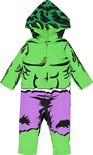 Marvel Avengers The Hulk Baby Boys Zip-Up Hooded Costume Coverall -3-6 Months-