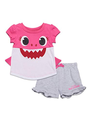 Pinkfong Baby Shark Toddler Girls T-Shirt and French Terry Shorts Set Pink 3T