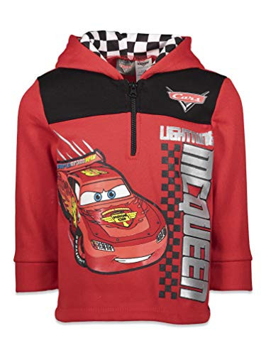 Disney Cars Lightning McQueen Big Boys Fleece Half Zip Pullover Hoodie 7-8 Red