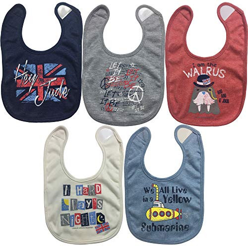 The Beatles Rock Band Baby Boys 5 Pack Side Snap Bibs