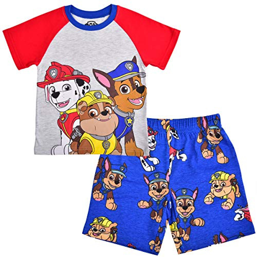 Nickelodeon Boys 2-Piece Paw Patrol Raglan Tshirt and Short Set  Grey-Blue  Size 4
