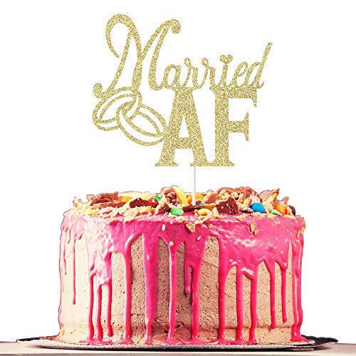 Married AF Cake Topper  Bride and Groom  Mr- and Mrs  Engagement  Bachelorette Party  Bachelor Party  Funny Wedding Party Decoration  Gold Glitter Married AF Cake Topper  Bride and Groom  Mr- and Mrs  Engagement  Bachelorette Party  Bachelor Party  Funny Wedding Party Decoration  Gold Glitter