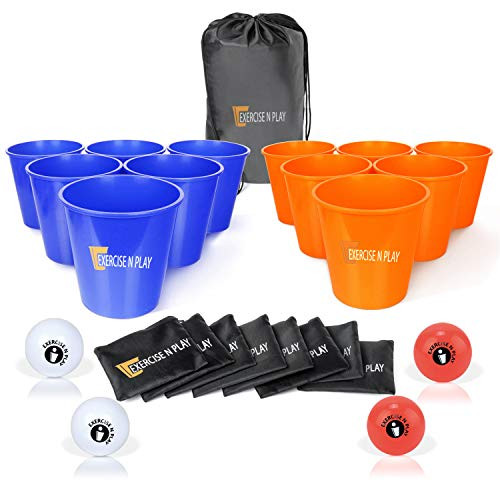 WishaLife 12pcs Giant Buckets Yard Pong Tossing Game Set with Carry Bag Beer Drinking Game Set with Bean Bags for Family Friends Wedding Party Indoor WishaLife 12pcs Giant Buckets Yard Pong Tossing Game Set with Carry Bag Beer Drinking Game Set with Bean Bags for Family Friends Wedding Party Indoor