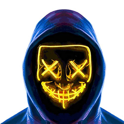 Halloween face Led Light Up Mask  Purge Mask  Scary EL Wire Light up Mask Cosplay Led Costume Mask for Halloween Festival Party