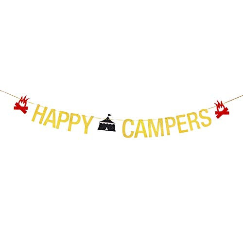 Belrew Happy Campers Banner for Retirement and Birthday Party Decor Garden House Camping Decorations Camper Yard Flags-Gold Glitter Belrew Happy Campers Banner for Retirement and Birthday Party Decor Garden House Camping Decorations Camper Yard Flags-Gold Glitter