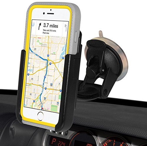 Amzer Crusta Suction Cup Mount Holder for Windshield, Dash or Console for iPhone 6 Plus, iPhone 6s Plus - Retail Packaging - Suction Mount