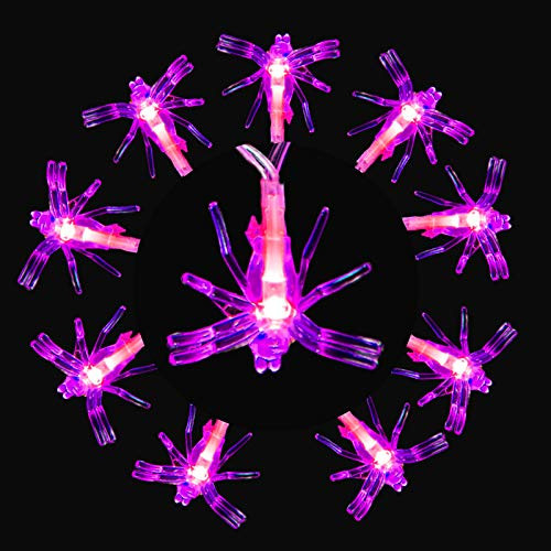 ZSMJ Halloween String Lights  Purple Spider Battery Operated String Lights  20 LED 10FT Purple Halloween Lights  Led Lights for Halloween Party Holida