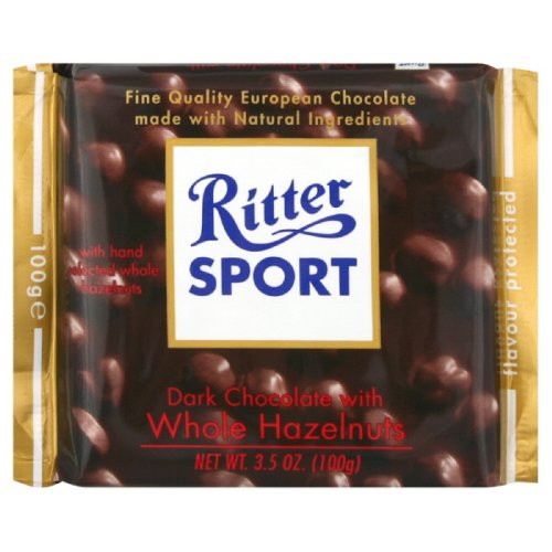Ritter Sport Chocolate Bar Dark Whole Hazelnut  3-5000-ounces -Pack of 5-