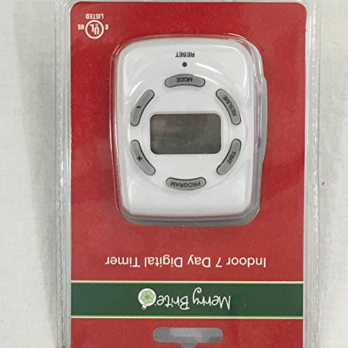Merry Brite Indoor 7 Day Convenient Digital Timer Polarized Outlet