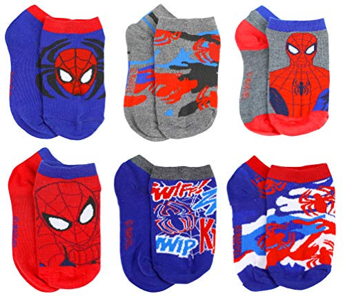 Marvel Boys Spider-Man 6 Pack Ankle Socks  Sock Size 6-7  Red-Blue