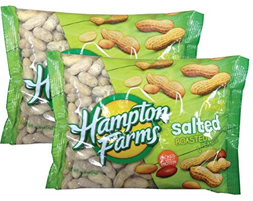Hampton Farms Salted Roasted Peanuts 1lb -Pack of 2-