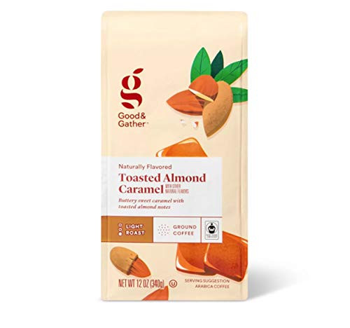 Naturally Flavored Toasted Almond Caramel Light Roast Ground Coffee - 12oz -One Package-