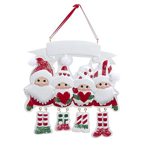 Kurt Adler A1958 Gnome Family of 4 Hanging Ornament for Personalization  5-inch High  Resin