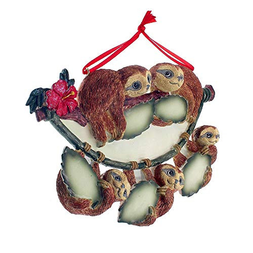 Kurt Adler A1964 Sloth Family of 5 Hanging Ornament for Personalization  4-inch Height  Resin