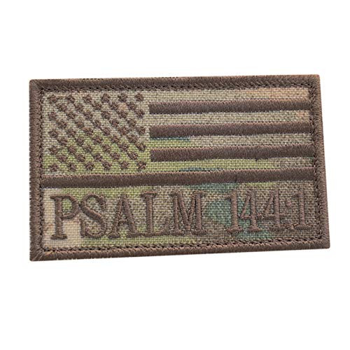 LEGEEON Multicam Psalm 1441 2x3-25 Christian Morale OCP USA Tactical Touch Fastener Cap Patch
